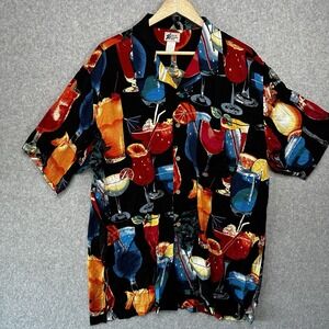 VTG Cherokee Waikiki Wear Beverage Hawaiian Button Up Shirt Adult Size XL‎ Rayon
